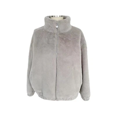 Giacca in pelliccia sintetica di visone grigia