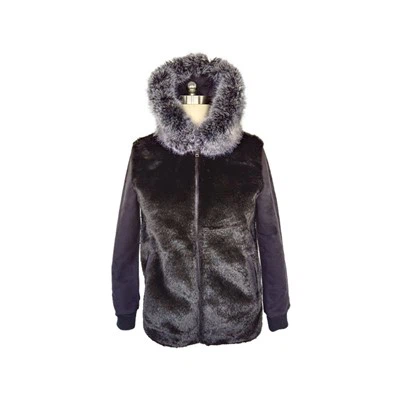 Giubbotto bomber in finto visone con cappuccio